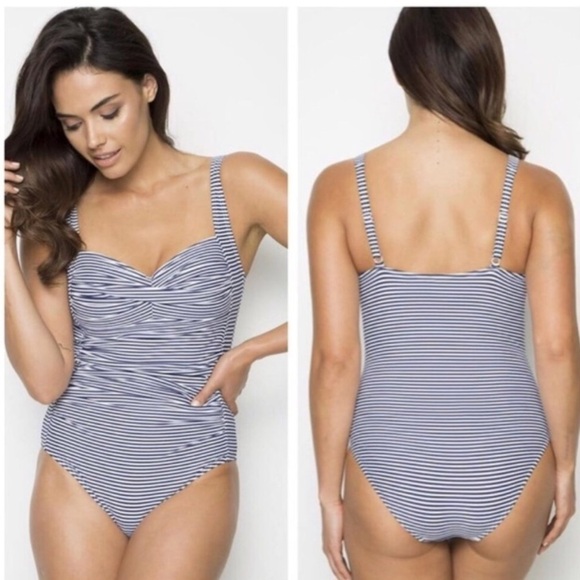 NIP TUCK Bond-Eye Australia Striped Joanne Twist Front Tummy Control Swimsuit - Picture 1 of 9